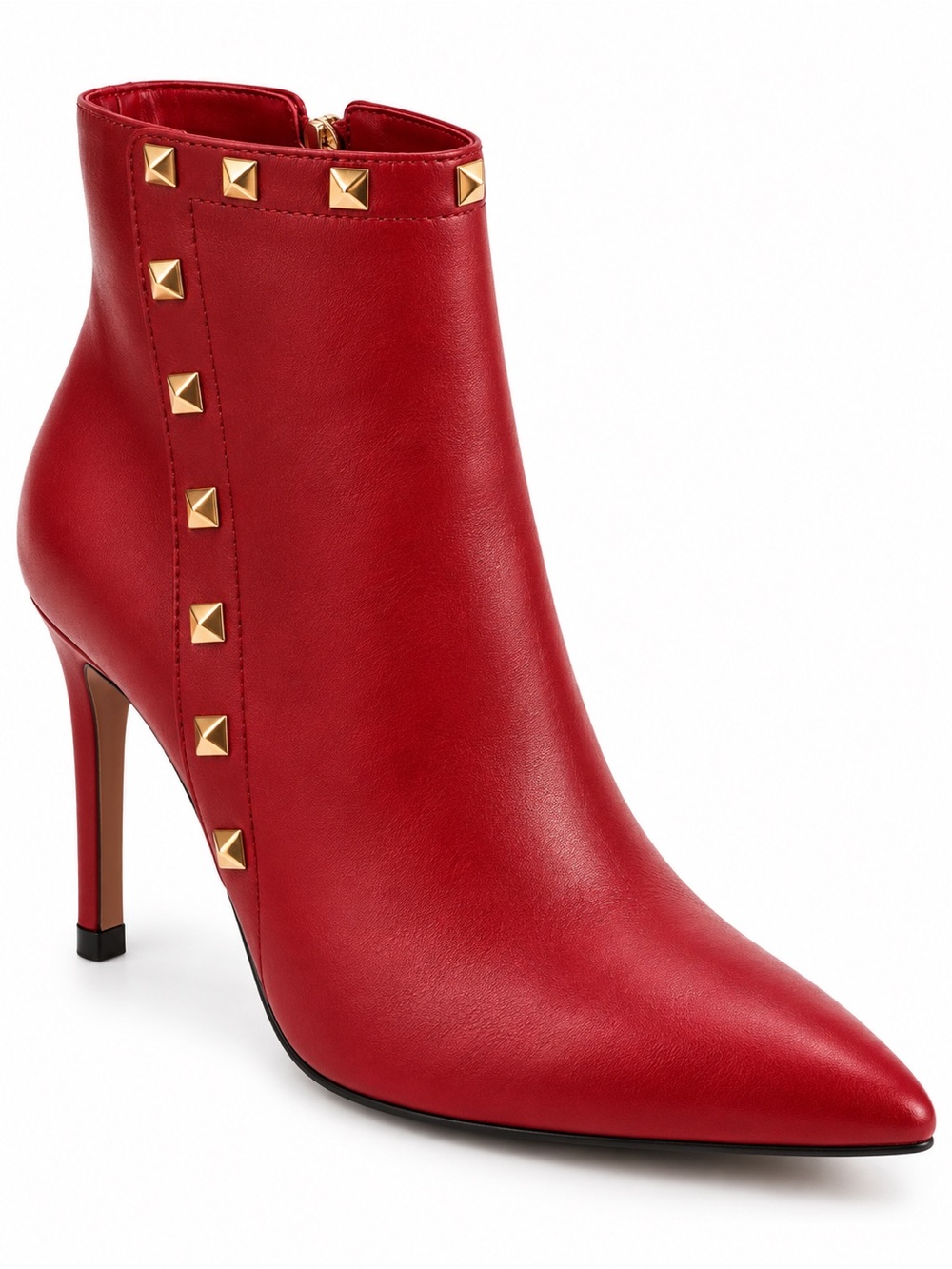 Nicole Miller Red Studded Pointed Toe Stiletto Ankle Boots Size 7